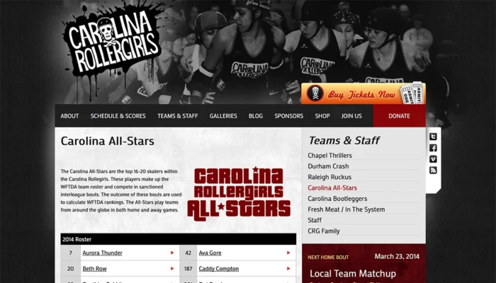 Screenshot of Carolina Rollergirls | Carolina All-Stars