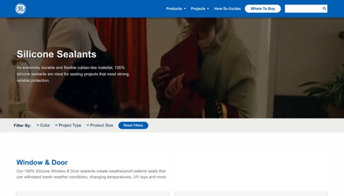 Screenshot of GE Sealants | Category Page