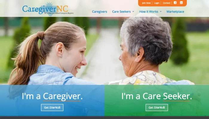Screenshot of Caregiver NC