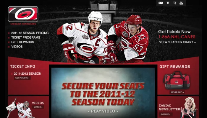 Screenshot of Carolina Hurricanes Season Tickets